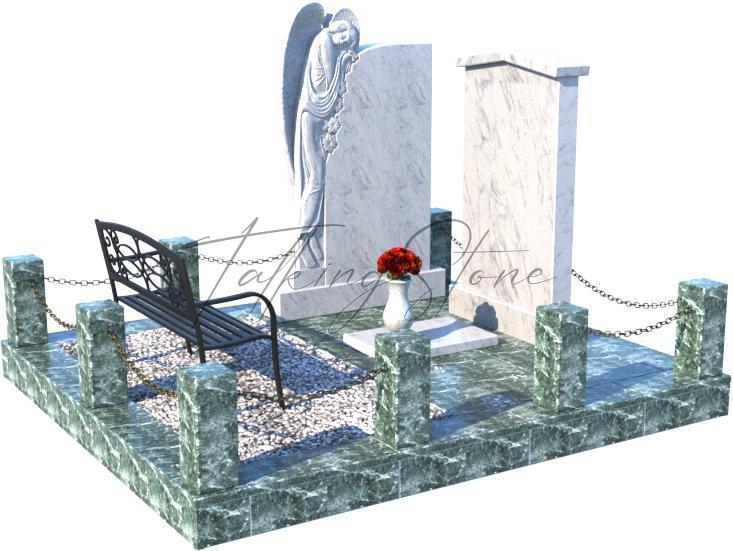 Мемориальный комплекс из двух стел с ангелом и лавочкой